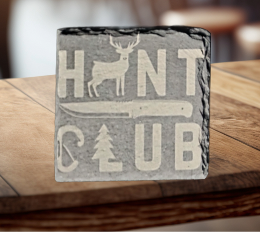 4" Square Slate Coaster, "Hunt Club"